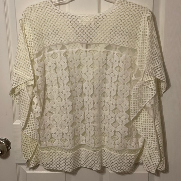 Anthropologie, Ivory & Yellow, Crochet & Mesh Poncho/ Topper, One Size - Picture 2 of 5